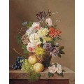 Летни цветя във ваза с грозде и праскови (1801) РЕПРОДУКЦИИ НА КАРТИНИ